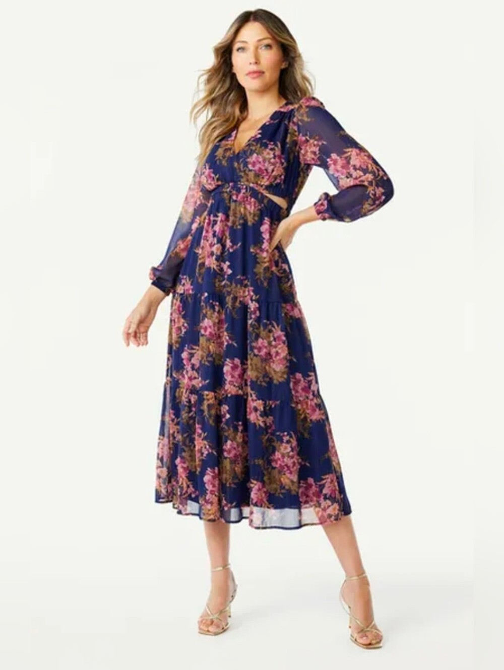 Floral Long Sleeve Maxi Dress Size M